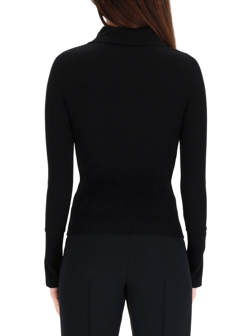 Courrèges Ribbed Long-Sleeve Polo Shirt