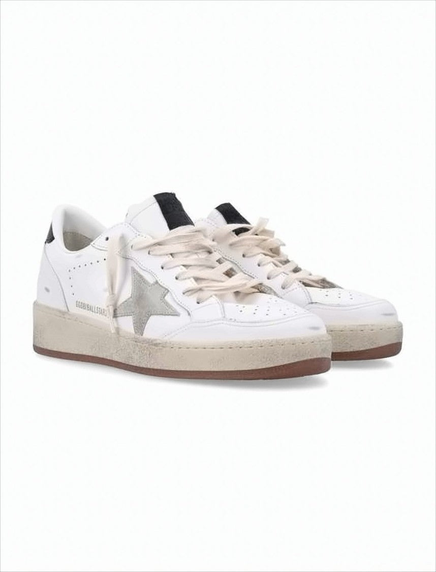 Golden Goose Distressed White Low-Top Sneakers With Signature Star