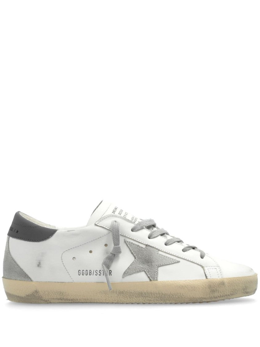 Golden Goose Calf Leather Sneakers With Distressed Finish And Signature Star Patch