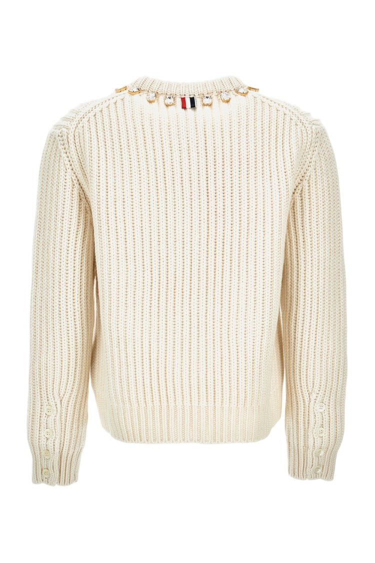 Thom Browne Swarovski Crystal Crew Neck Cardigan