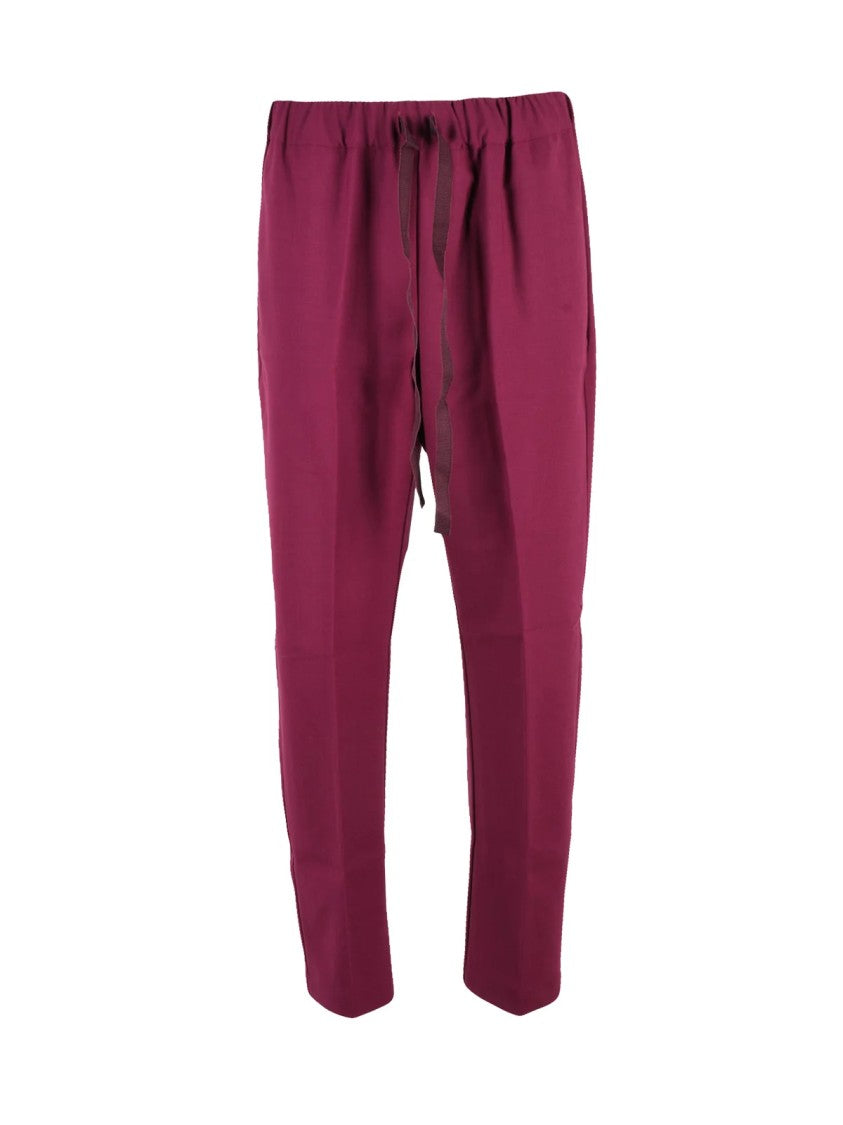 Semi Couture Fuchsia Tapered-Leg Virgin Wool-Blend Pants