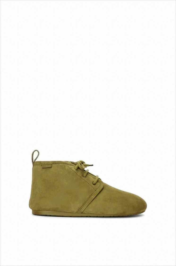 Loewe Olive Green Suede Lace-Up Boots With Tpu Sole