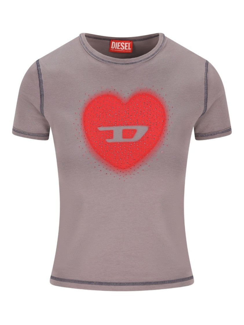 Diesel Fitted Short-Sleeved T-Shirt With Heart Graphic
