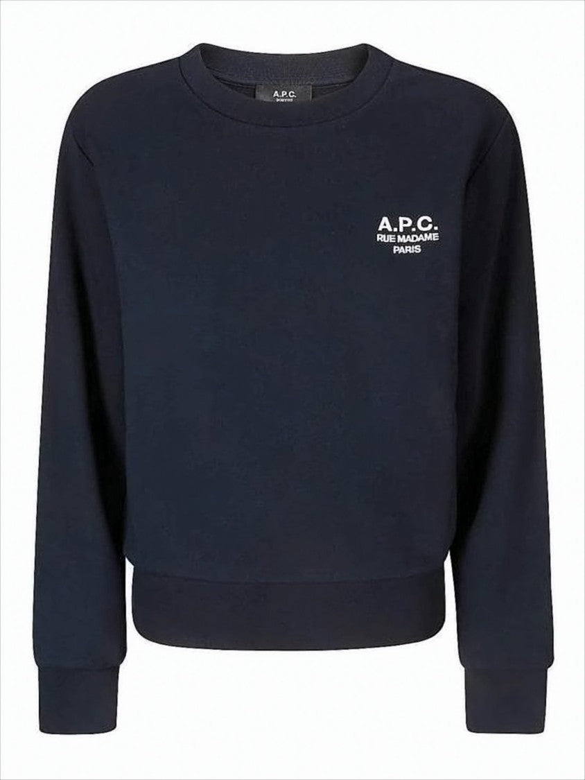 A.P.C. Cropped Black Long-Sleeved Sweatshirt With Ribbed Cuffs