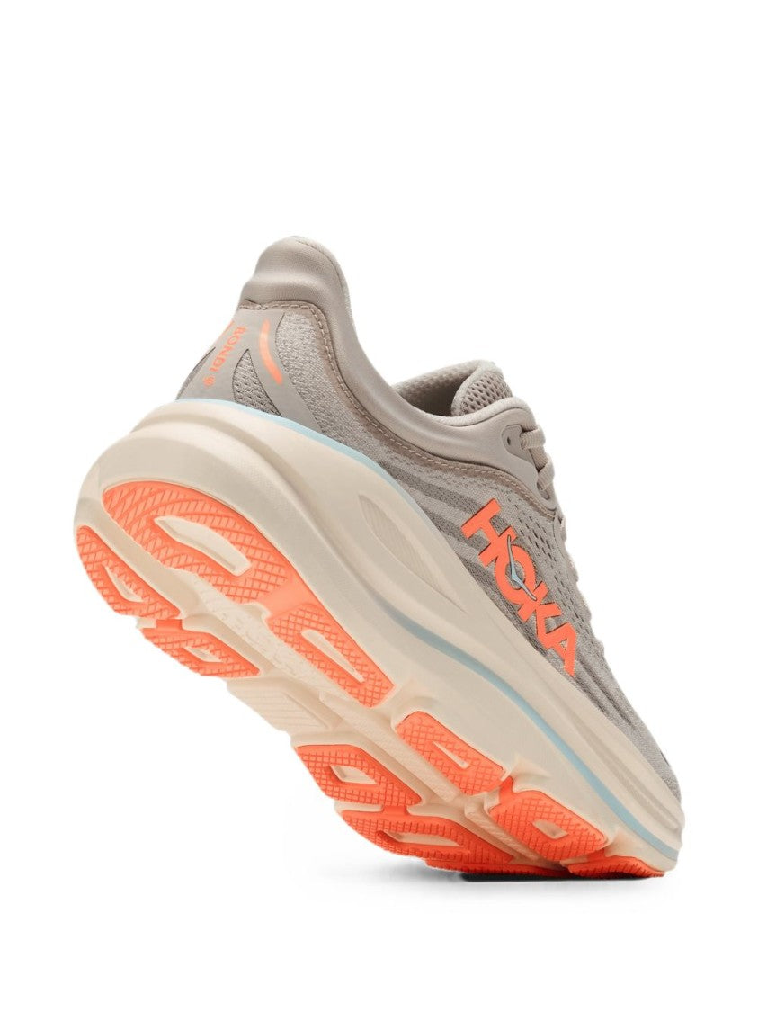 Hoka Beige Streamlined Coral Accents Sneakers