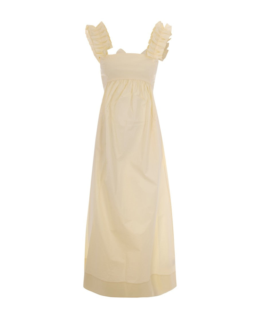 Liu Jo Structured Maxi Dress With Ruffled Shoulder Straps And Bow Detail