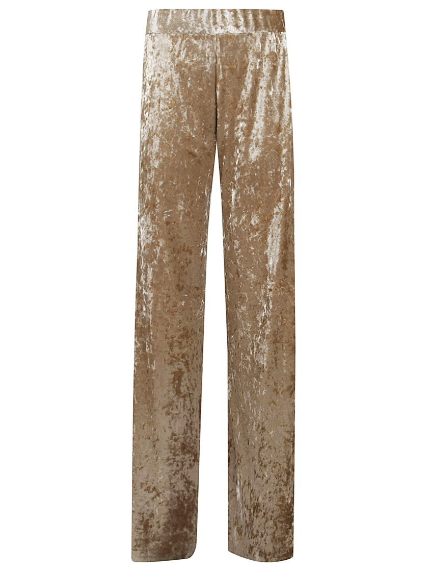 Forte Forte Relaxed Straight-Leg Pants With Internal Belt And Crushed Velvet Finish