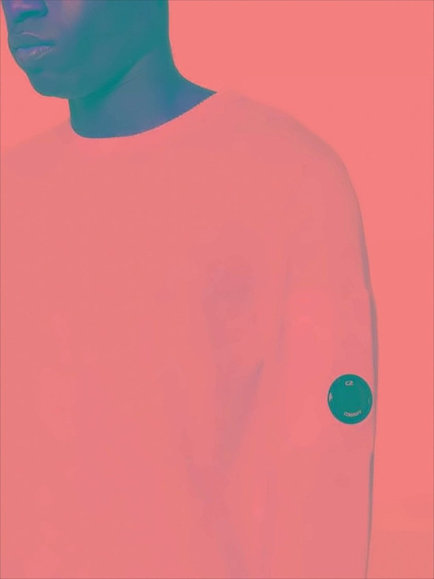 C.P. Company Light Pink Cotton Sweater With Ribbed Cuffs And Iconic Patch