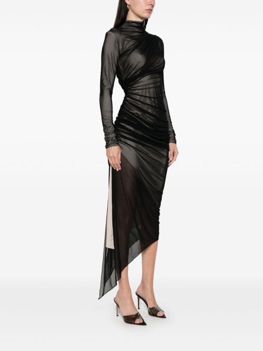 Mugler Asymmetrical Hem Midi Dress