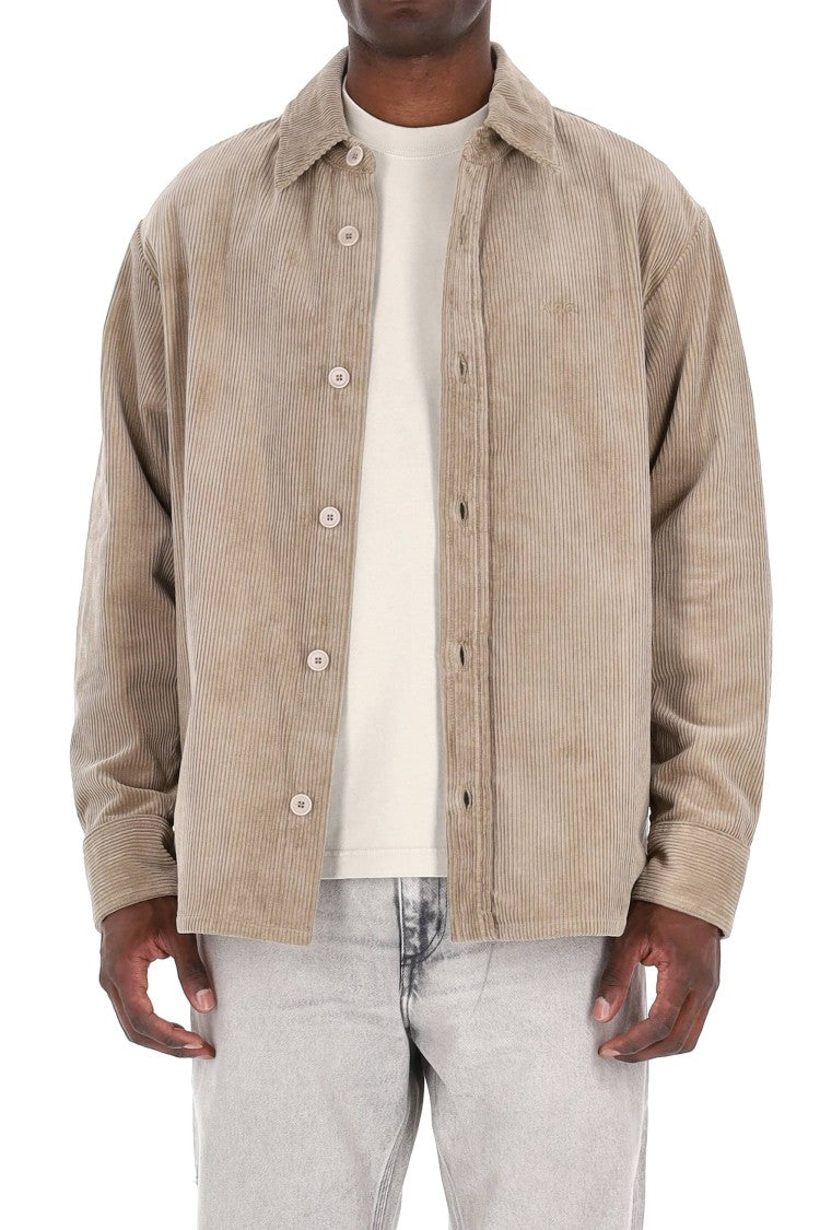 A.P.C. Cotton Velvet Overshirt With Classic Collar