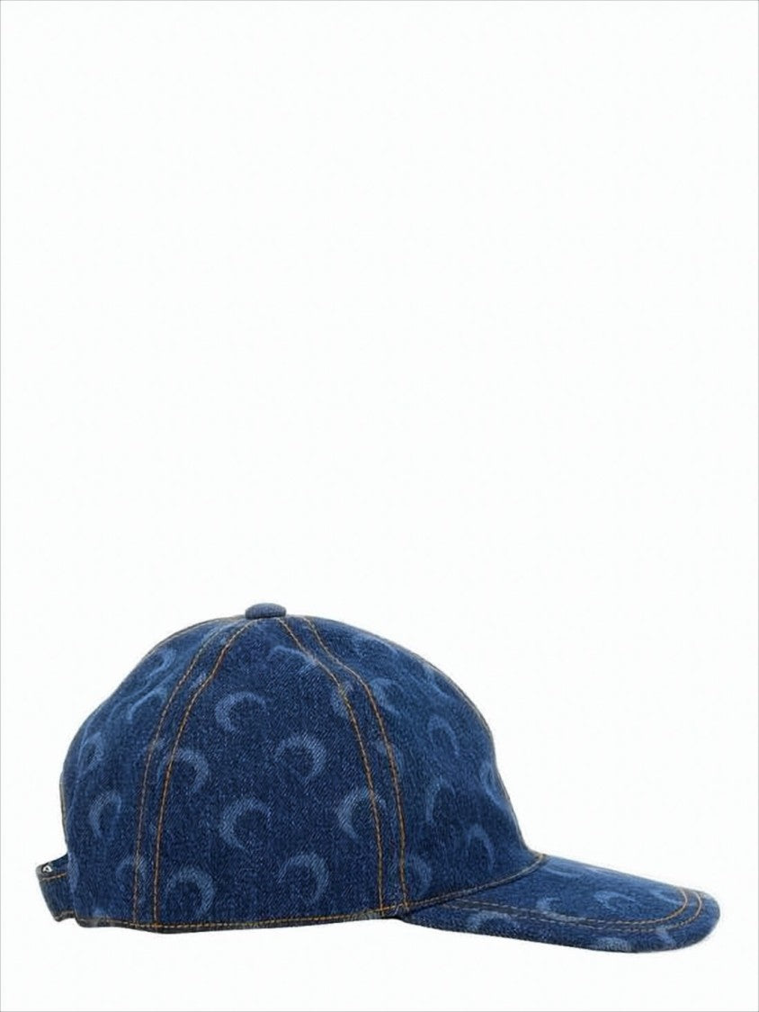 Marine Serre Denim Cap With Crescent Moon Pattern