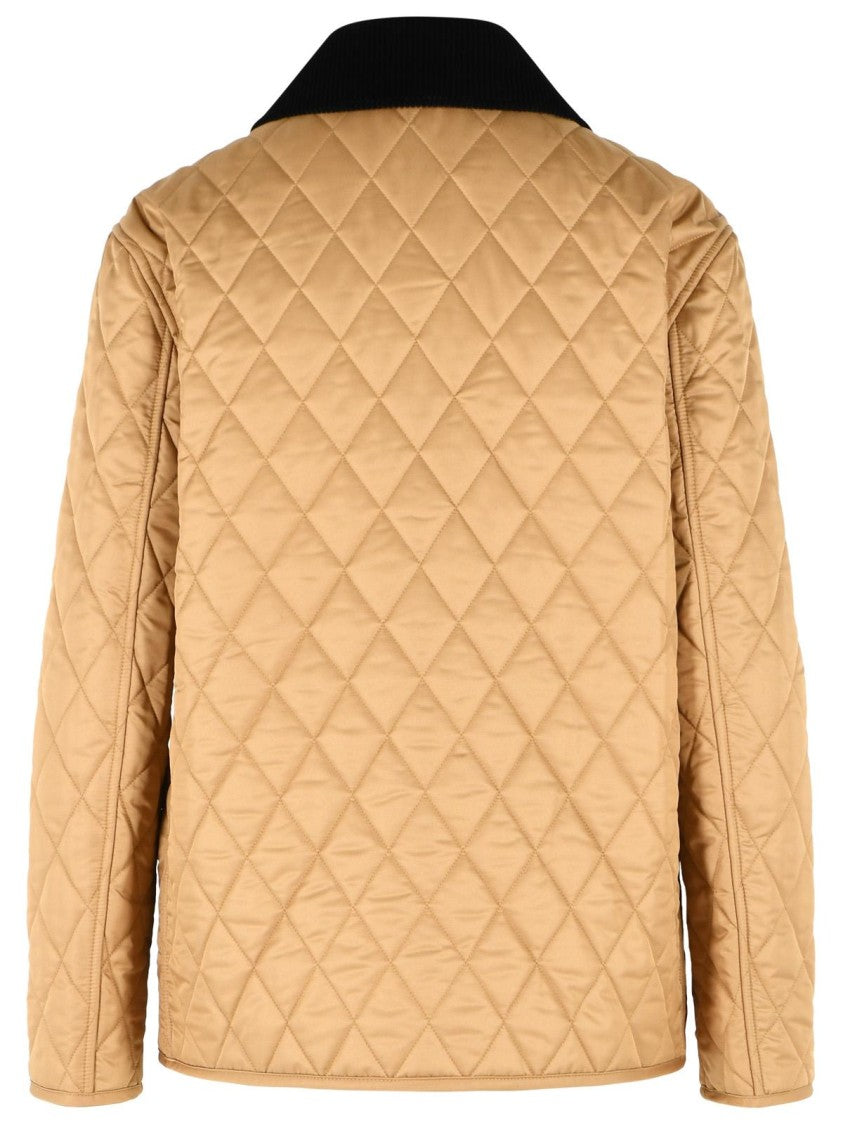 Burberry 'Dranefeld' Quilted Country Jacket In 'Camel' Brown Polyester
