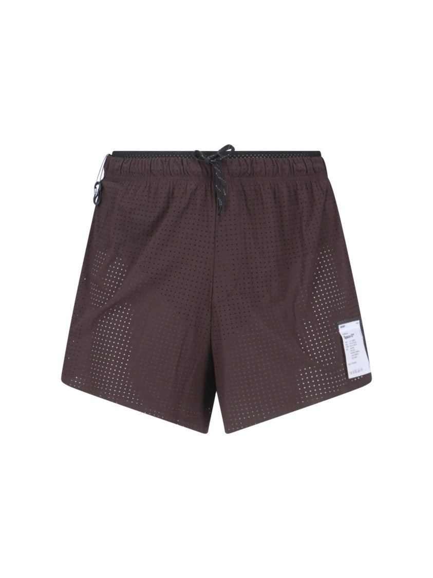 Satisfy Brown Space-O Technical Perforated Shorts