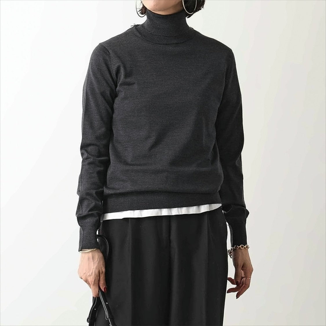 Maison Margiela High-Neck Wool Knit Sweater With Four-Line Stitch Detail