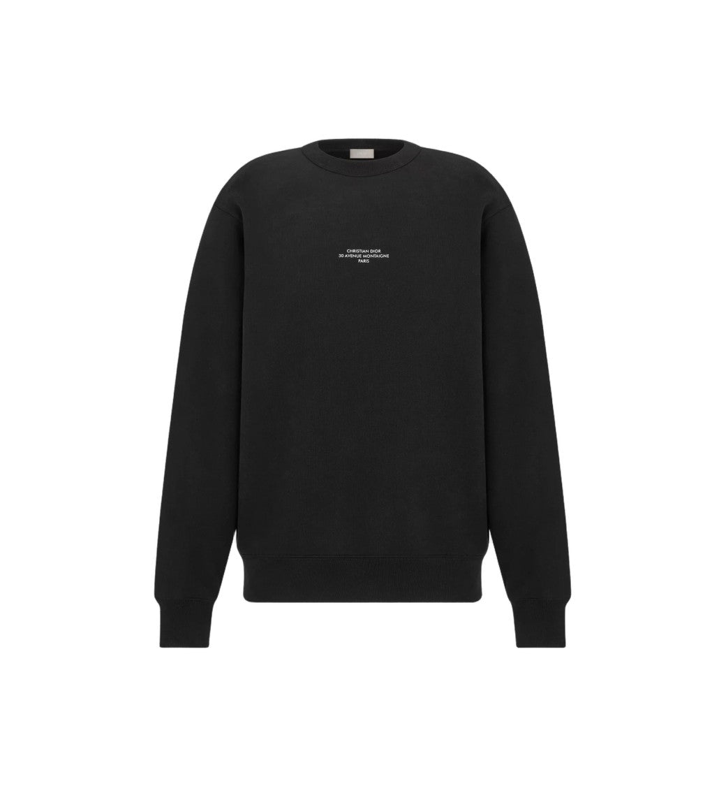 Dior Brushed Cotton Black Sweatshirt With Monogram Print