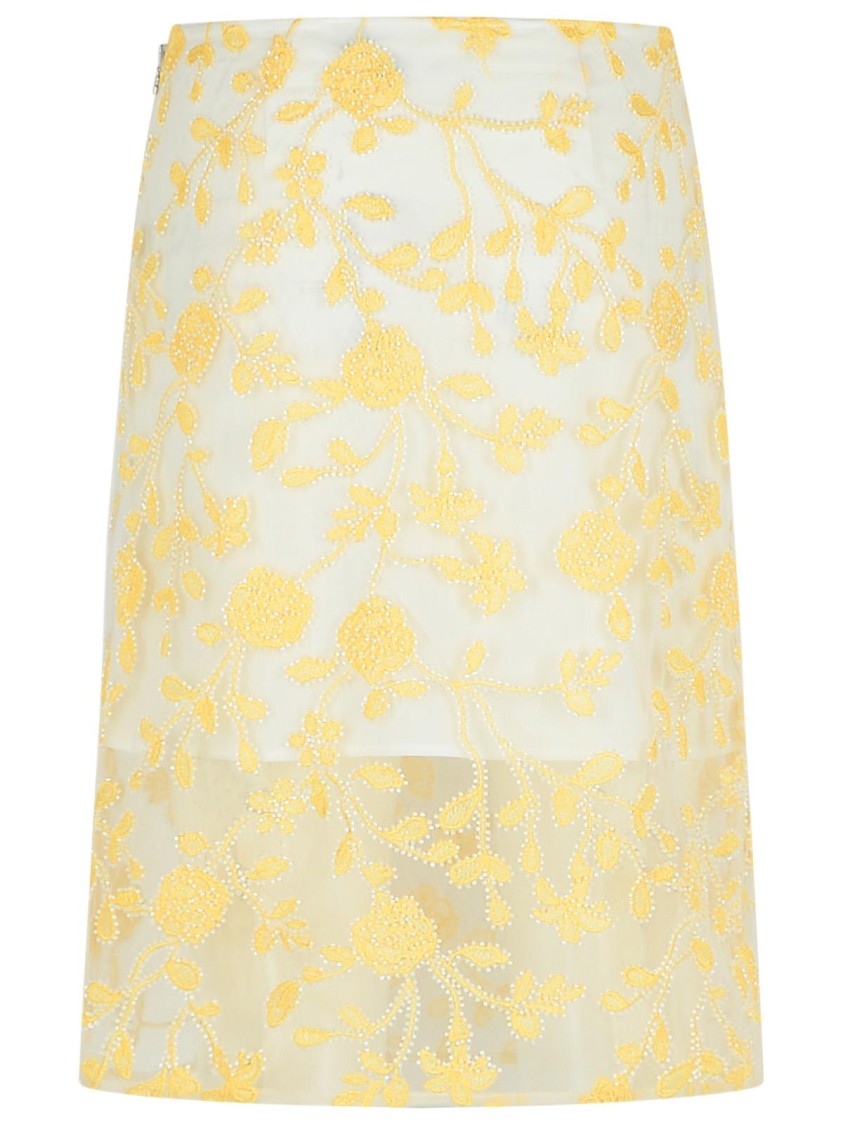 Rotate Pencil Flower' Yellow Polyester Skirt