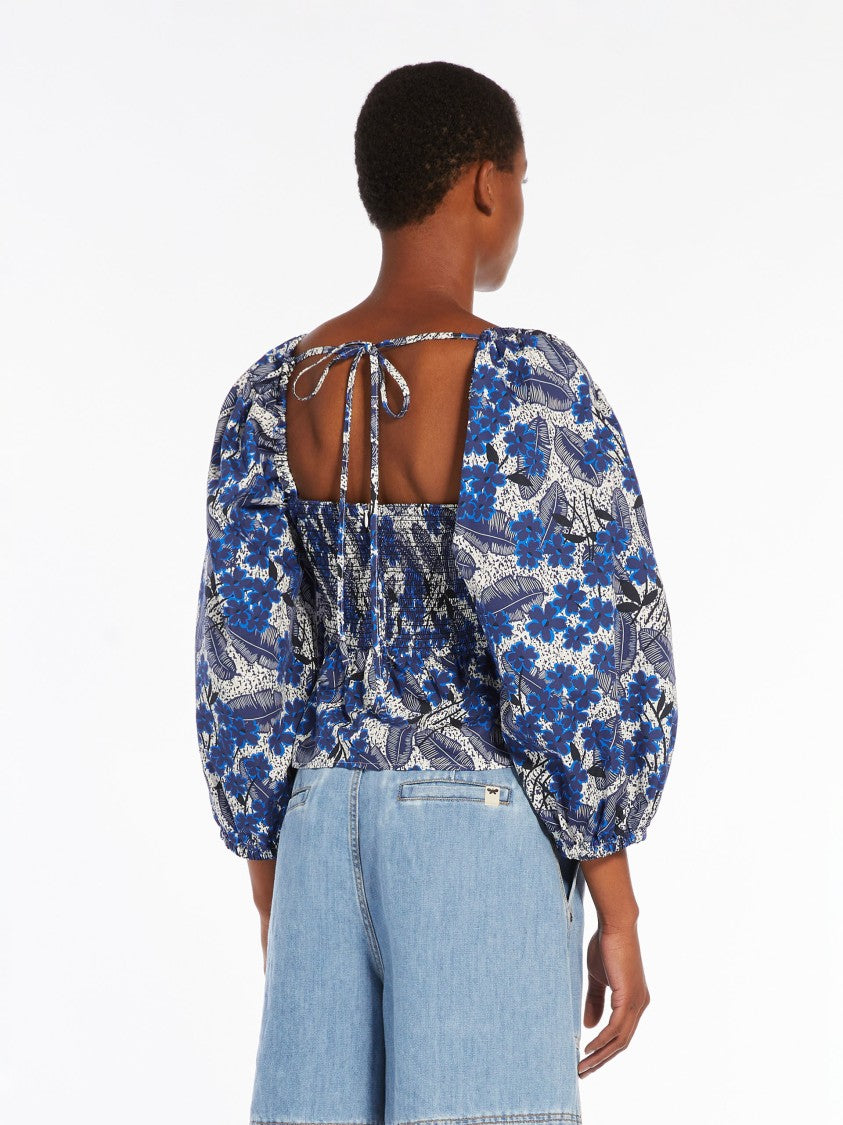 Max Mara Square Neckline Top With Gathered Pleats