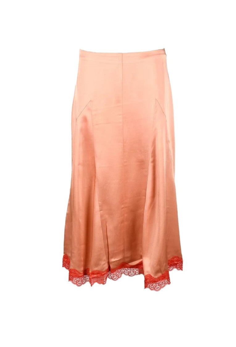 Semi Couture Colored Lace Acetate-Blend Slip Midi Skirt