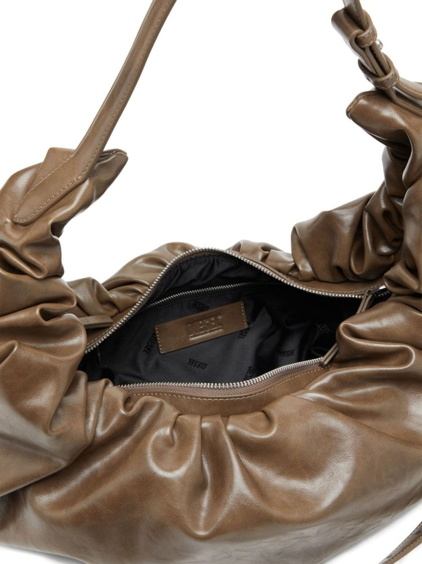 Diesel Ruched Design Grey Shoulder Bag