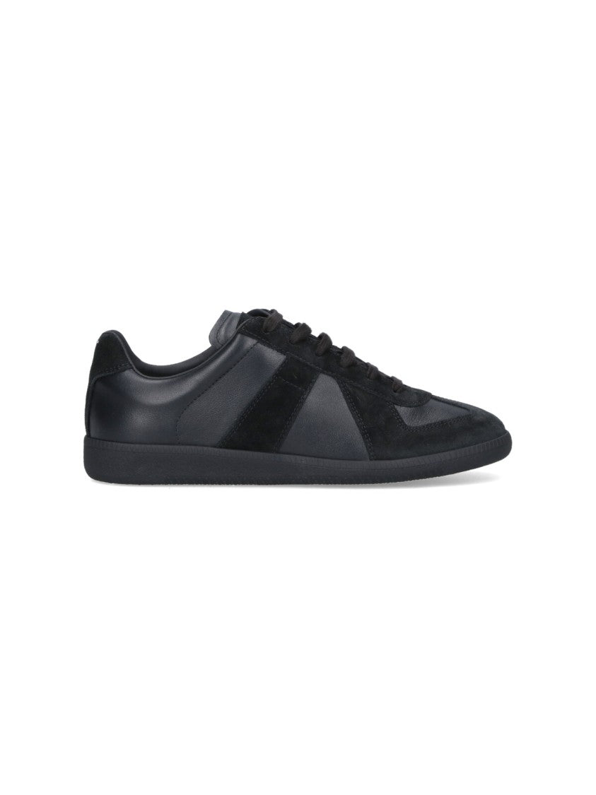 Maison Margiela Black Replica Suede Panel Leather Sneakers