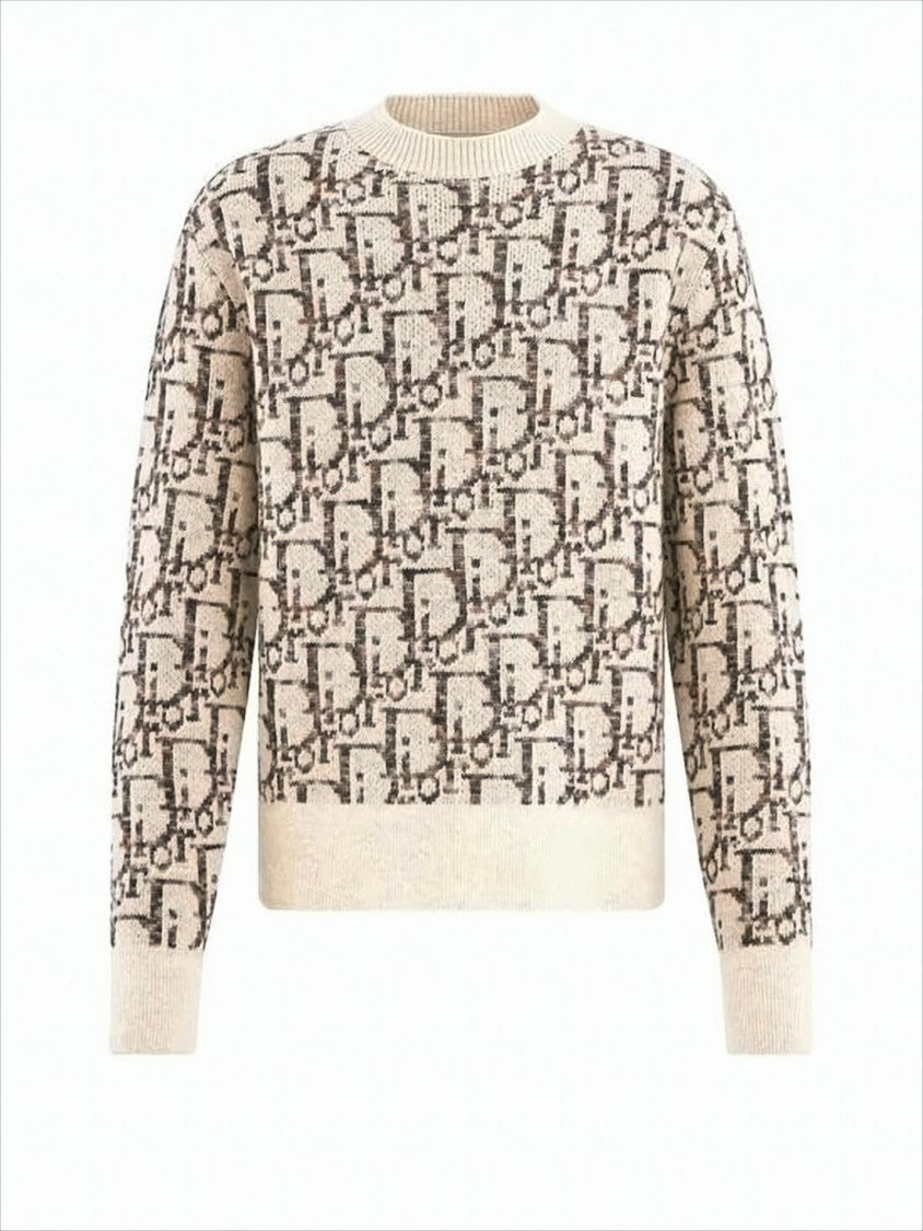 Christian Dior Intricate Pattern Knit Wool Sweater