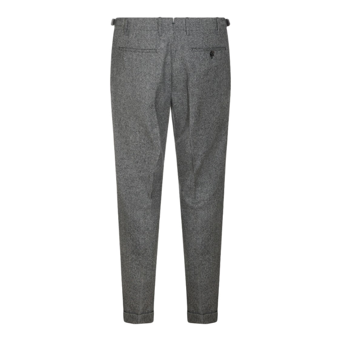 Berwich Grey Herringbone Pleated Cuffed Formal Pants
