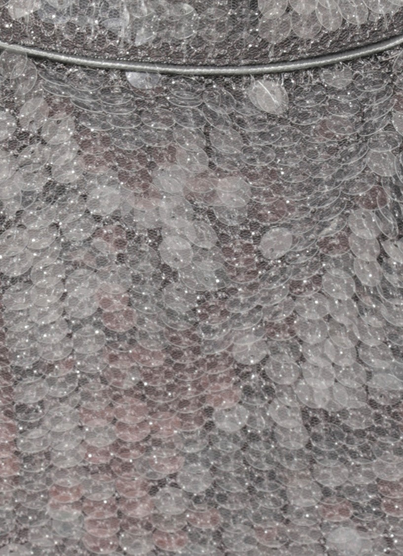 Rotate Sleeveless Silver Top With All-Over Paillettes