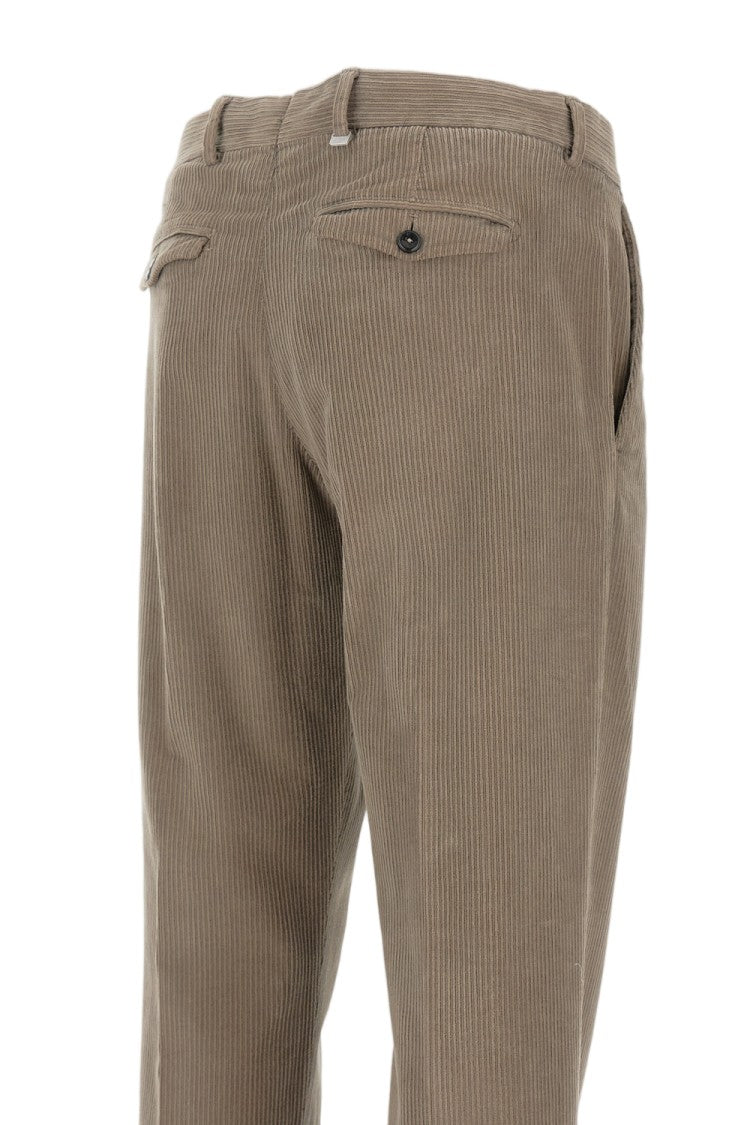 Pt01 Wide Ribbed Velvet Trousers With Tailored Pleats And Flap Pockets