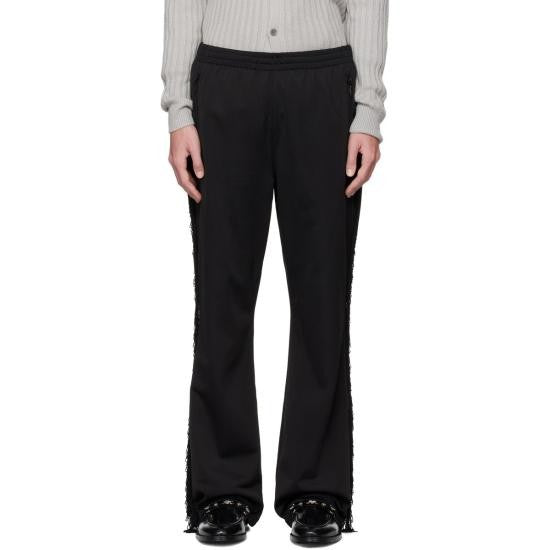 Needles Relaxed Fit Black Pants With Elastic Waistband And Textured Side Detail