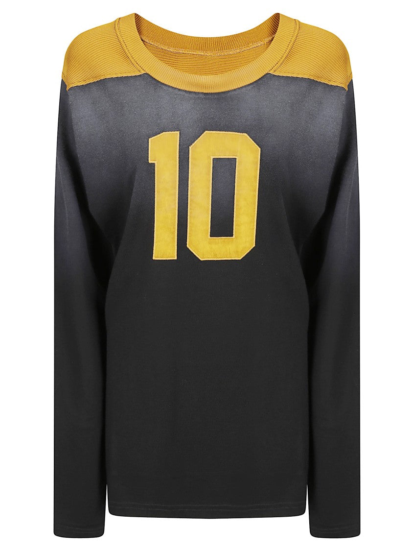 Maison Margiela Long-Sleeve Wide Neck T-Shirt With Applied Number Emblem