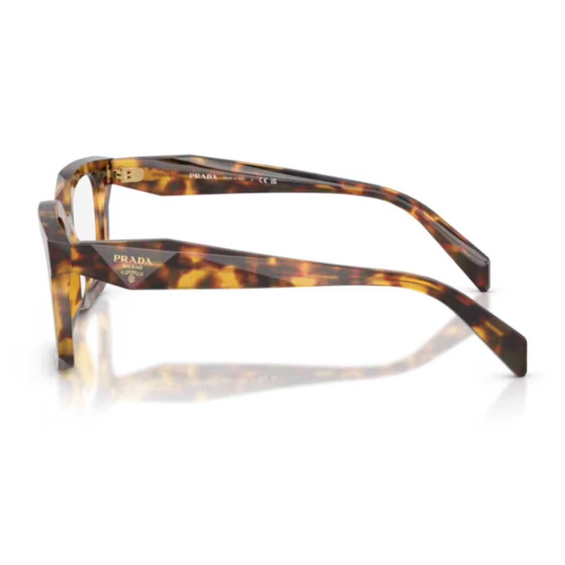 Prada Havana Pr C08v 3D Textured Square Eyeglasses