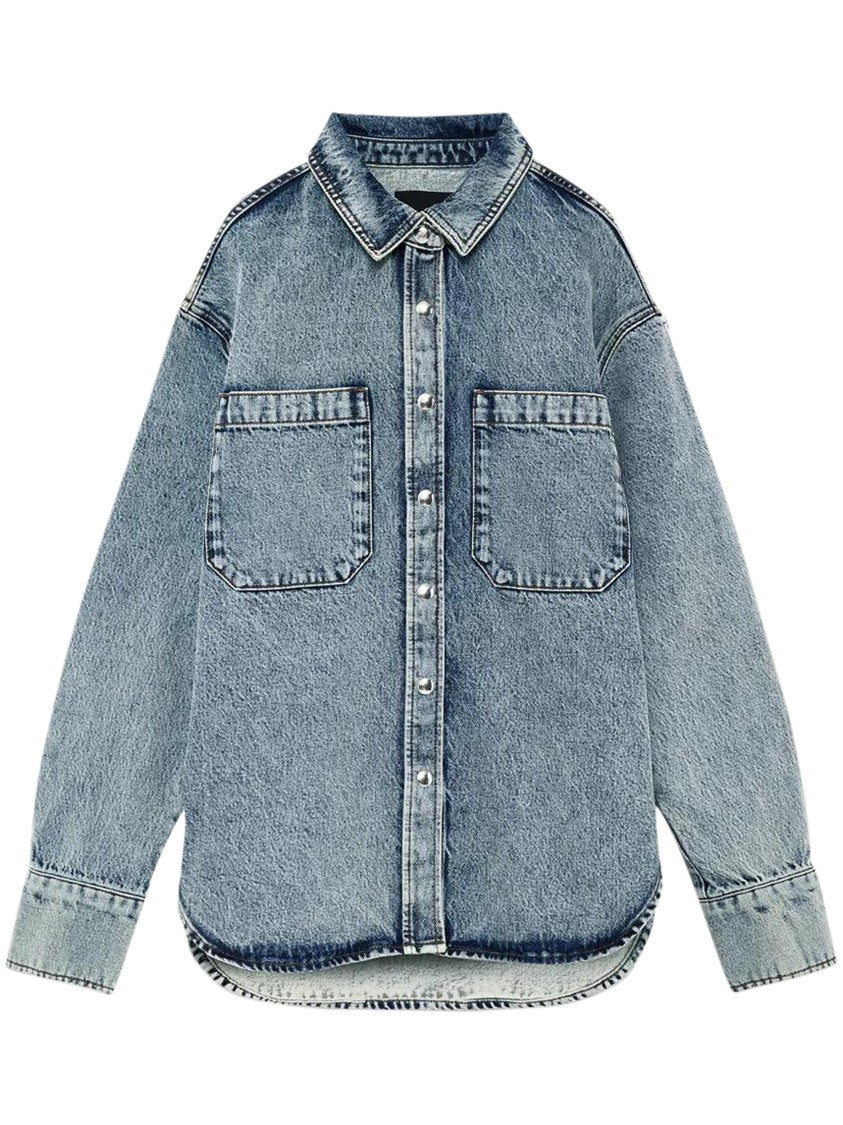 Anine Bing Samy Snap-Button Denim Shirt