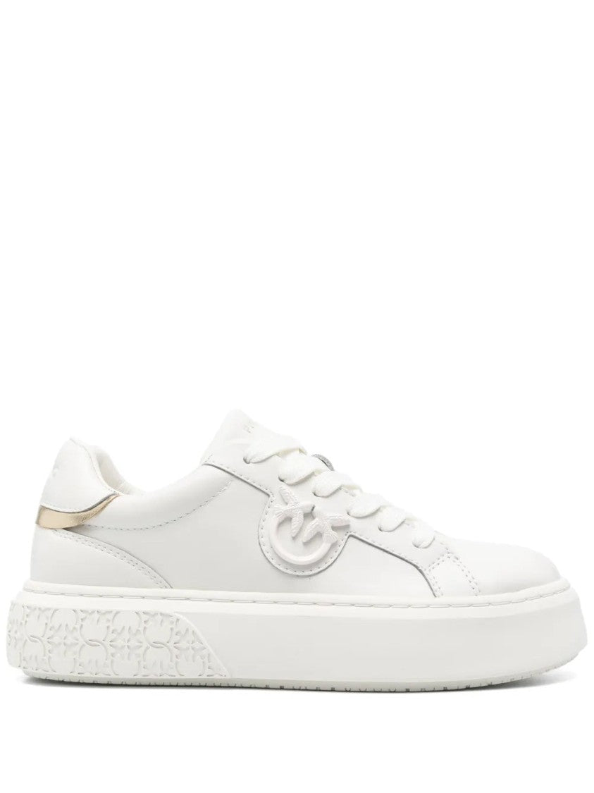 Pinko Beige Yoko 12 Minimalist Leather Sneakers