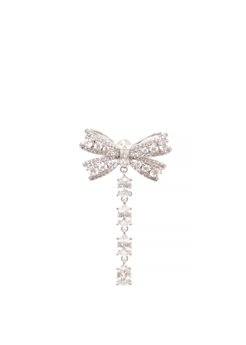 Self-Portrait Bow Design Brass Earrings With Crystal Accents