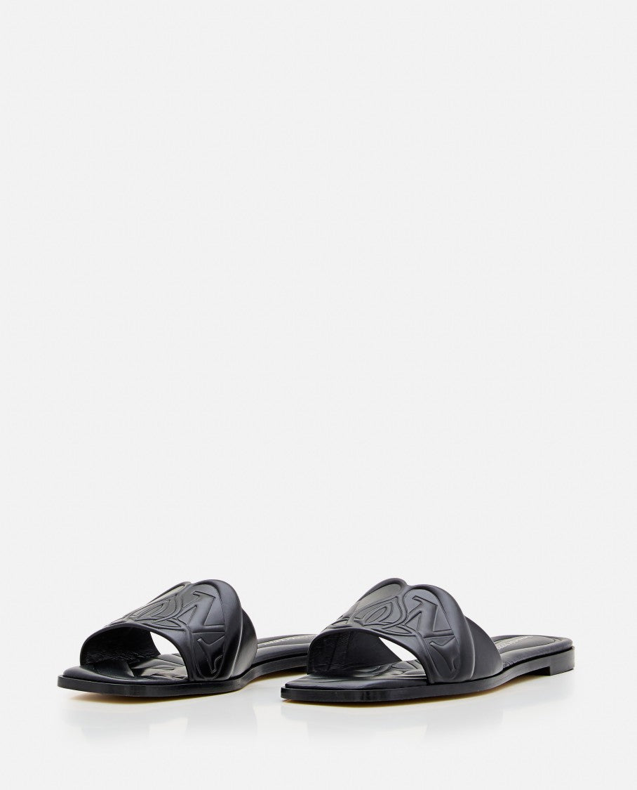 Alexander Mcqueen Flat Leather Slide Sandal