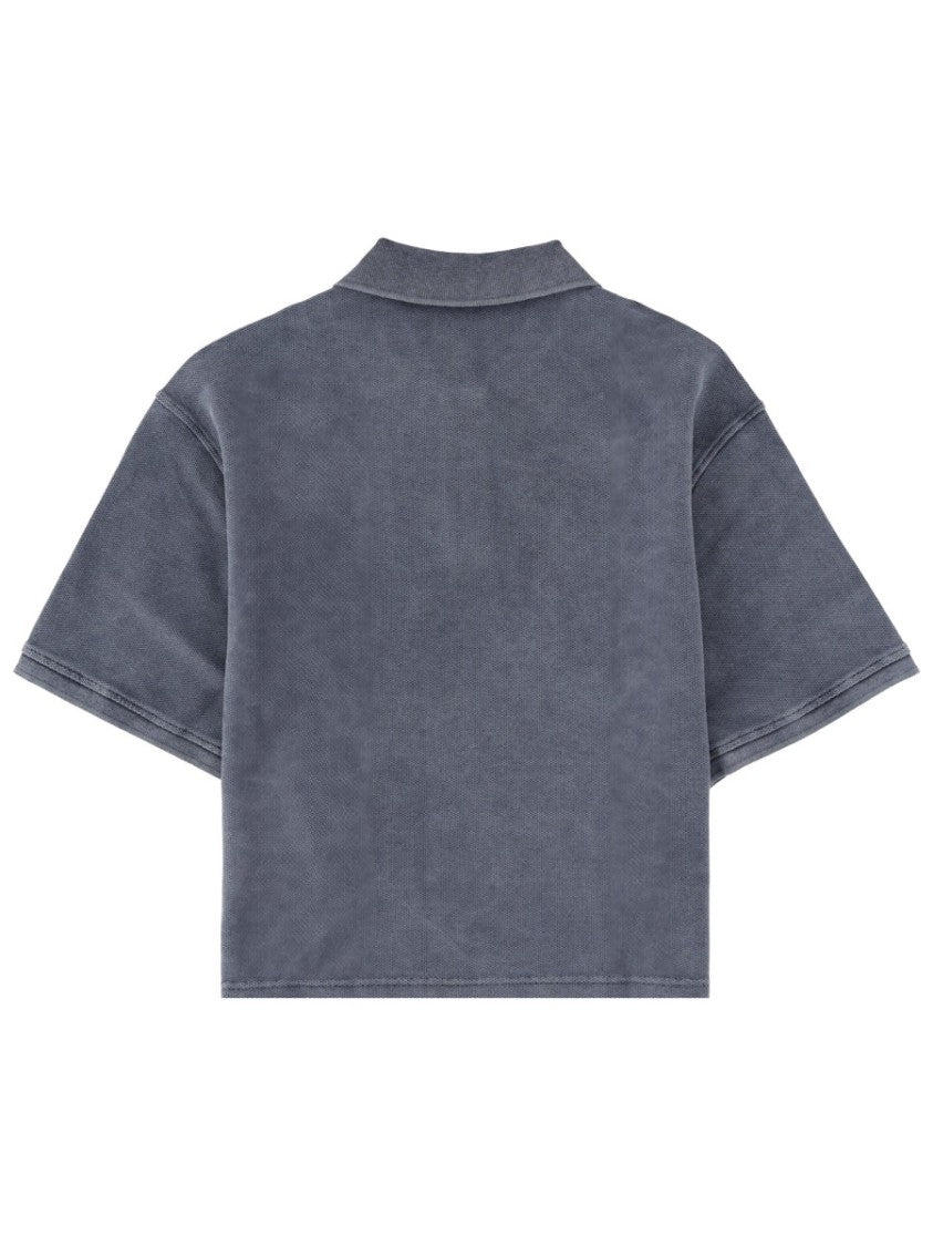 Alexander Wang Oversized Layered Hem Logo Polo Shirt