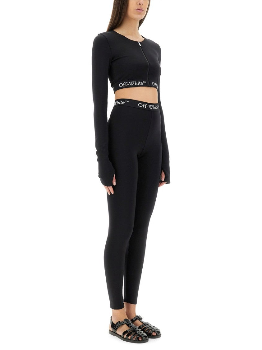 Off-White Cropped Top With Logoed Band