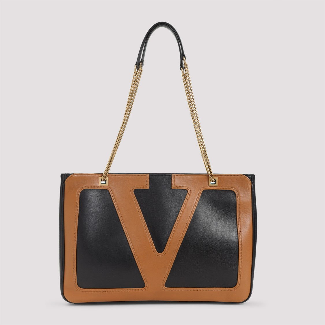 Valentino Garavani Black Lambskin Leather Viva Superstar Medium Tote Bag