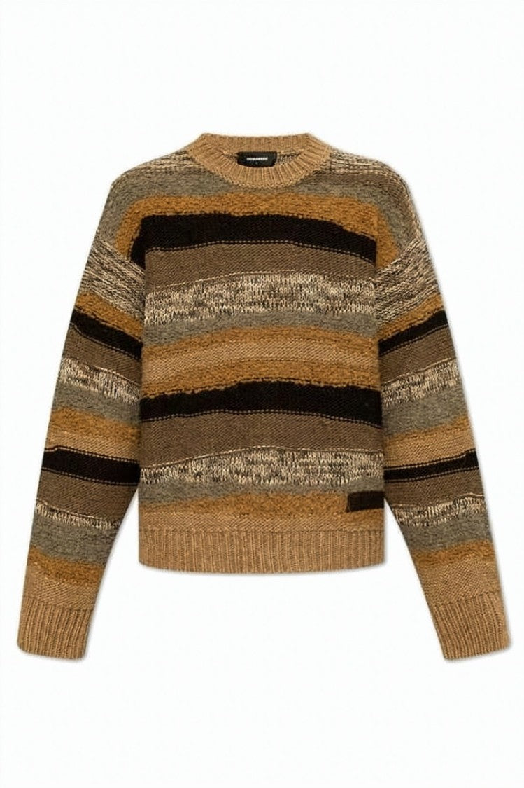 Dsquared2 Textured Knit Sweater With Striped Design
