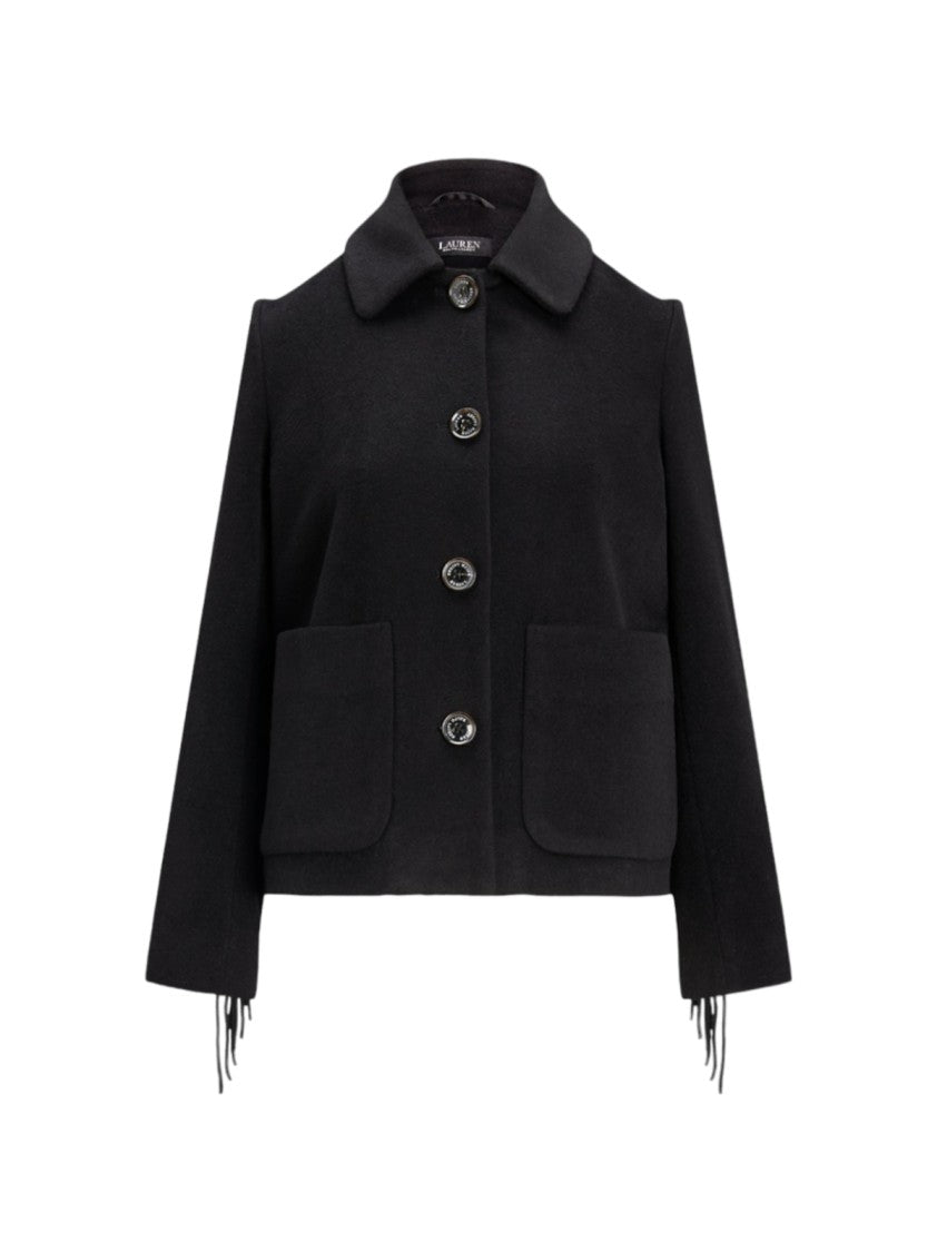 Lauren Ralph Lauren Black Cropped Jacket With Classic Collar