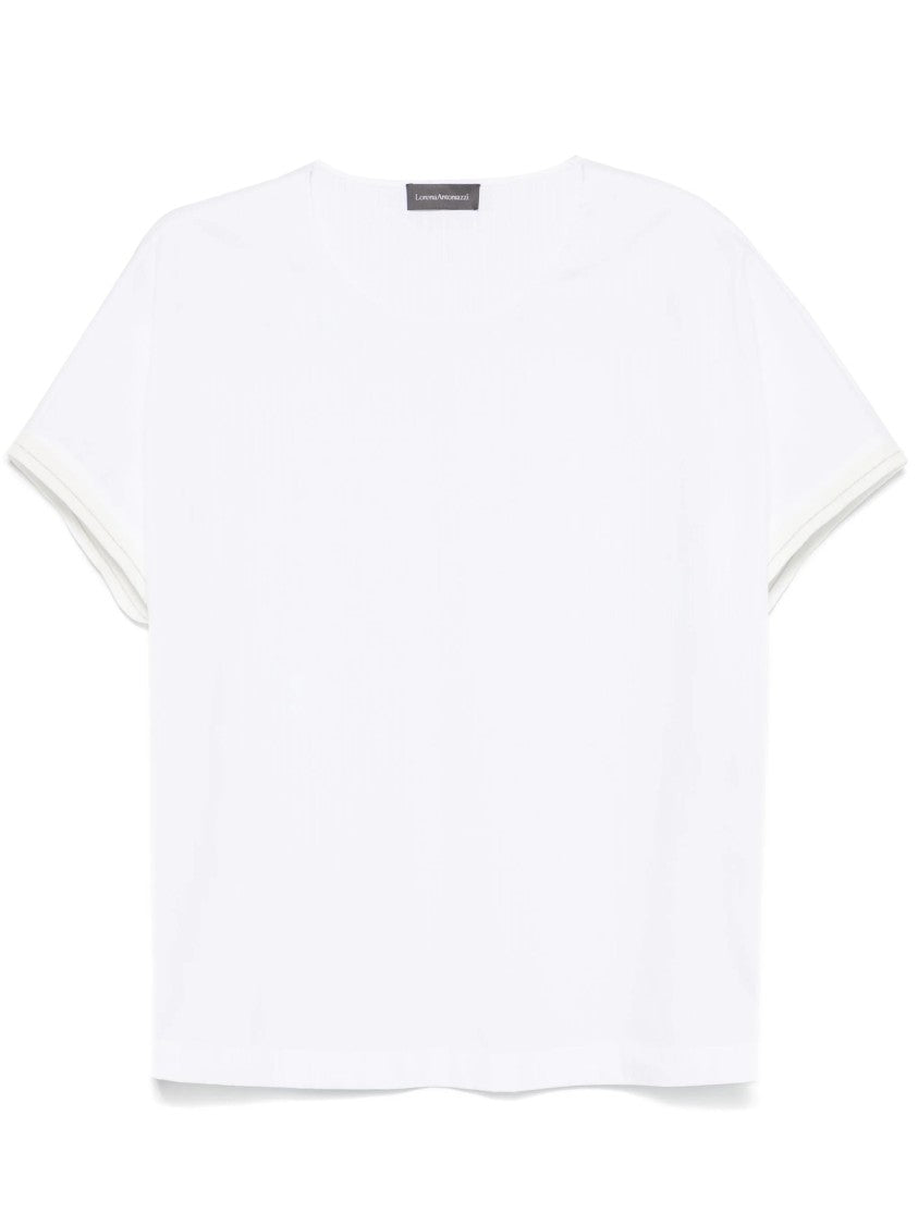 Lorena Antoniazzi White Rolled Sleeve Short-Sleeve Cotton T-Shirt