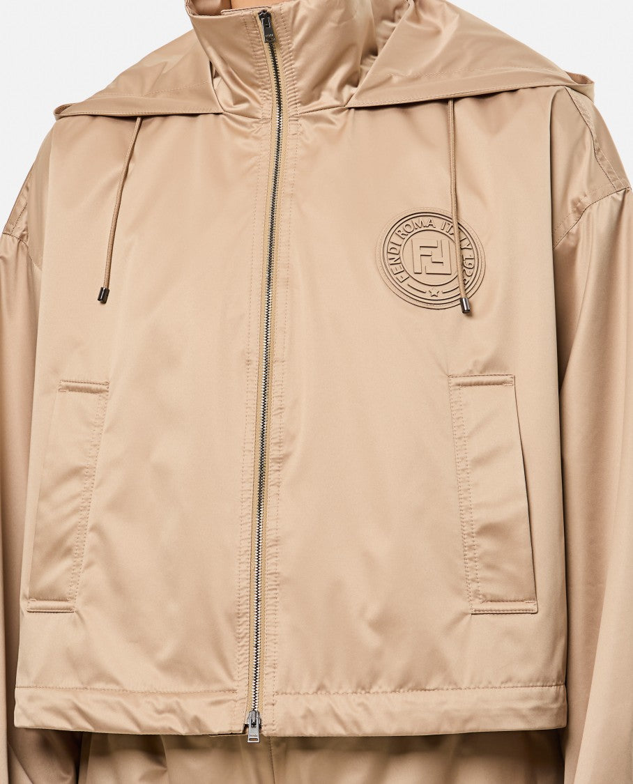 Fendi Hooded Cropped Nylon Jacket
