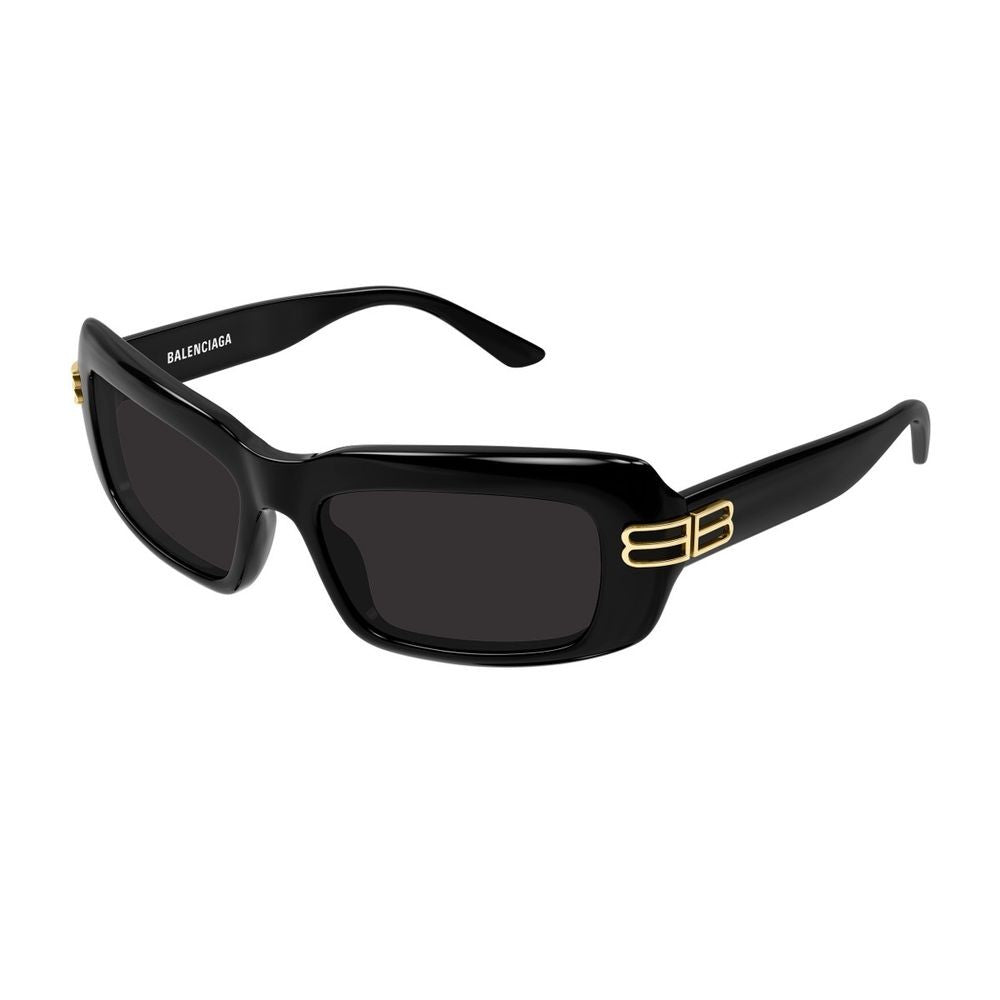 Balenciaga Bb0432s Everyday Line Narrow Rectangular Black Acetate Sunglasses
