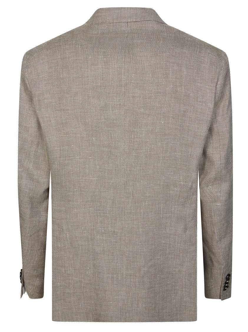 Tagliatore Beige Linen-Cotton Double-Breasted Blazer