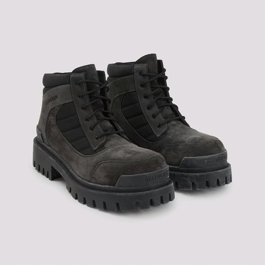 Balenciaga Rugged Black Lace-Up Boots With Calf Leather