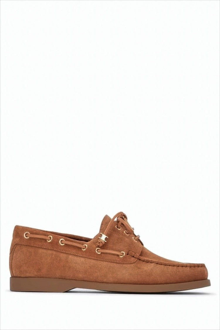 Celine Contemporary Calf Leather Loafers With Suede Finish And Lace-Up Detail