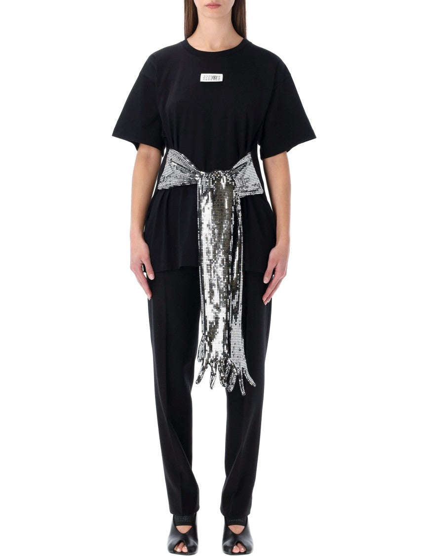 Mm6 By Maison Margiela Oversized Sequin Gloves T Shirt