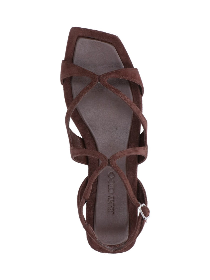 Jimmy Choo "Ayla Flat" Sandals – Brown