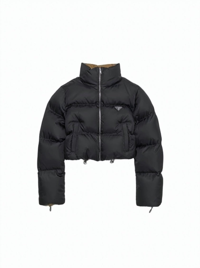 Prada Cropped Puffer Jacket With High Collar