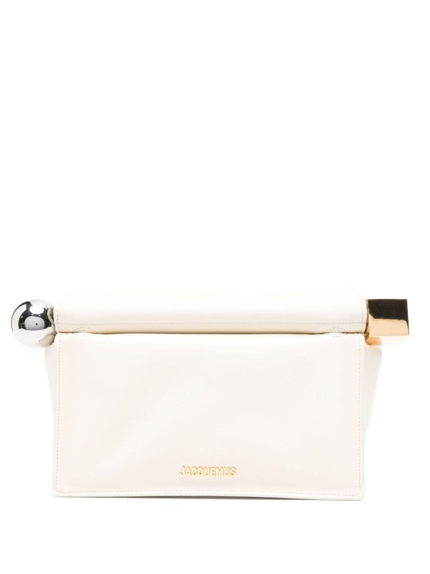 Jacquemus Light Ivory Lambskin Folded Design Structured Bag